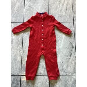 Ralph Lauren Baby Boys Red Long Sleeve Footed Pajamas Sleepers 24M